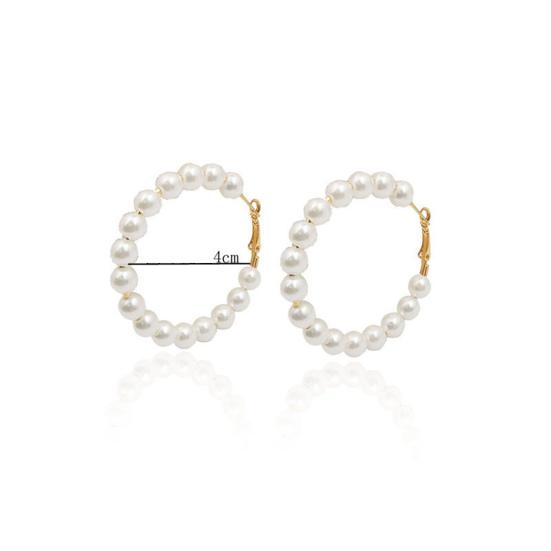 Пара серег Huggie из искусственного жемчуга круглой формы, преувеличенные однотонные антиаллергенные легкие серьги из нержавеющей стали для украшения ушей, ювелирные изделия