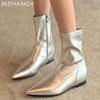 Женские ботильоны с острым носком на каблуках Зимняя мода Сексуальная кожаная обувь Женская тенденция 2024 года Зимние сапоги Элегантные готические женские ботинки