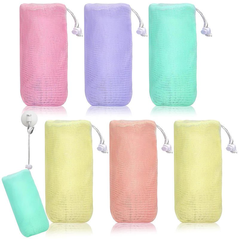 1/2PC Thickened 6 Layer Foaming Soap Bag Facial Cleanser Mesh Bag Shower Bubble Foam Net Baby Bath Body Washing Cleaning Sponges