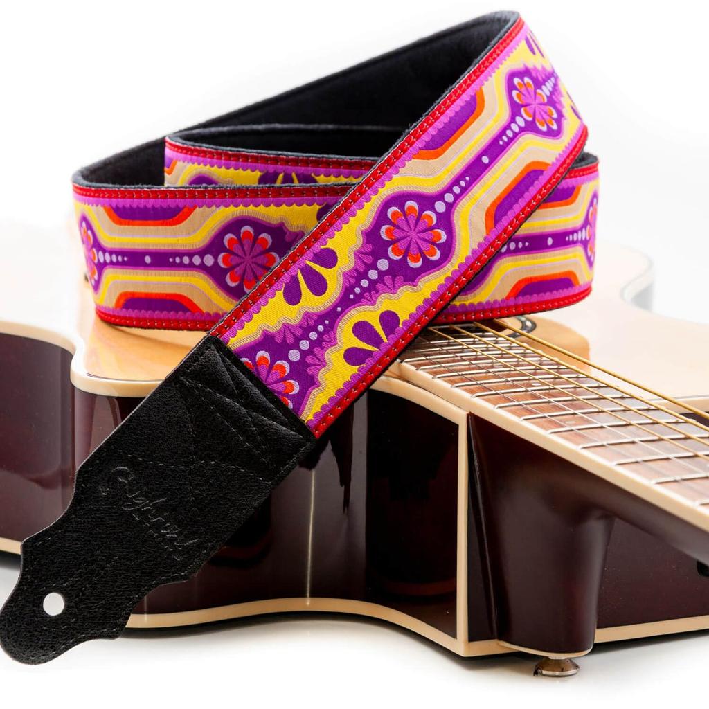 Straps 5cm Laurell Purple RightOn! Guitar/Bass Strap, Wide, 90-150cm,