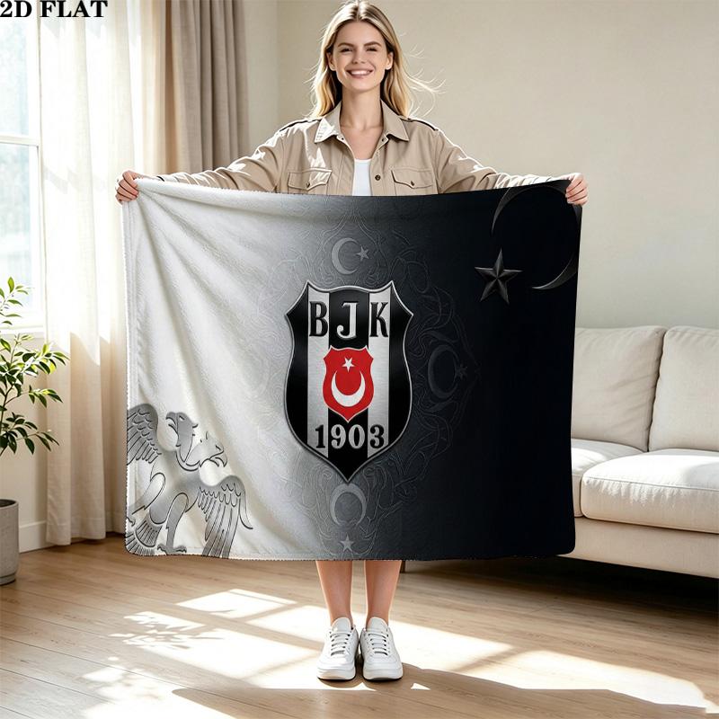 BJK Besiktas Print Flannel Blanket High Quality Warm Comfortable Cover for All Seasons Perfect for Gifts Home Decor
