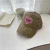 Spring and summer sweet and cool heart-shaped pink embroidered baseball cap versatile retro washed soft top duckbill cap