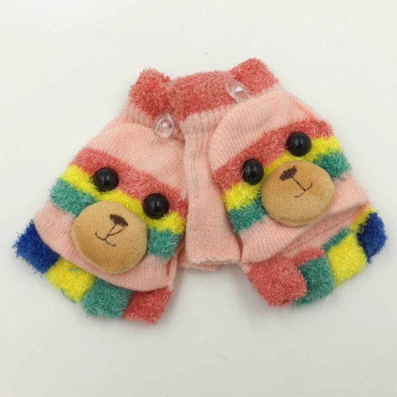 Осень-зима, детские перчатки с пятью пальцами, варежки на половину пальцев для мальчиков, детские вязаные варежки, милые теплые флип-перчатки с героями мультфильмов