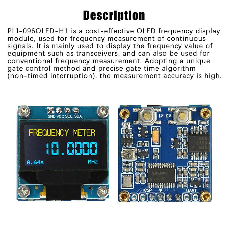 Счетчик частоты Plj-096Oled-H1 20 МГц - 2,7 ГГц, 0,96-дюймовый OLED-дисплей с TCXO ±2,5 ppm для измерения РЧ-сигнала