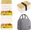 Stackable Bento Lunch Box with Insulated Bag Microwaveable Divided Large Capacity Bento Box for Office Workers and Students
