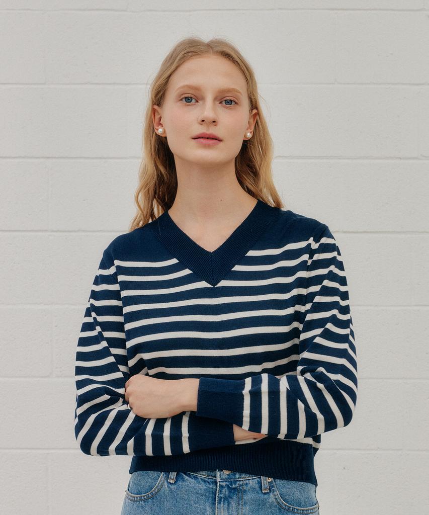 YUPPE Line Stripe Knit_Navy
