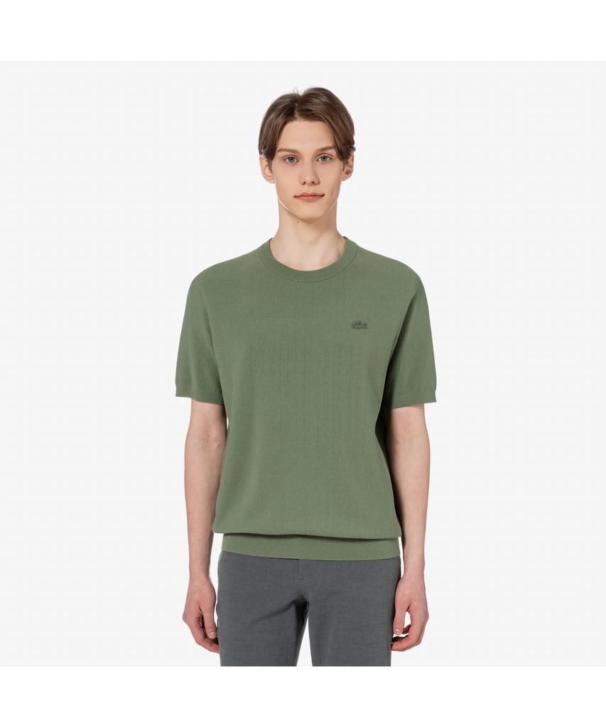 Мужской однотонный джемпер с коротким рукавом и круглым вырезом Lacoste Ah224E-55G Bmy
