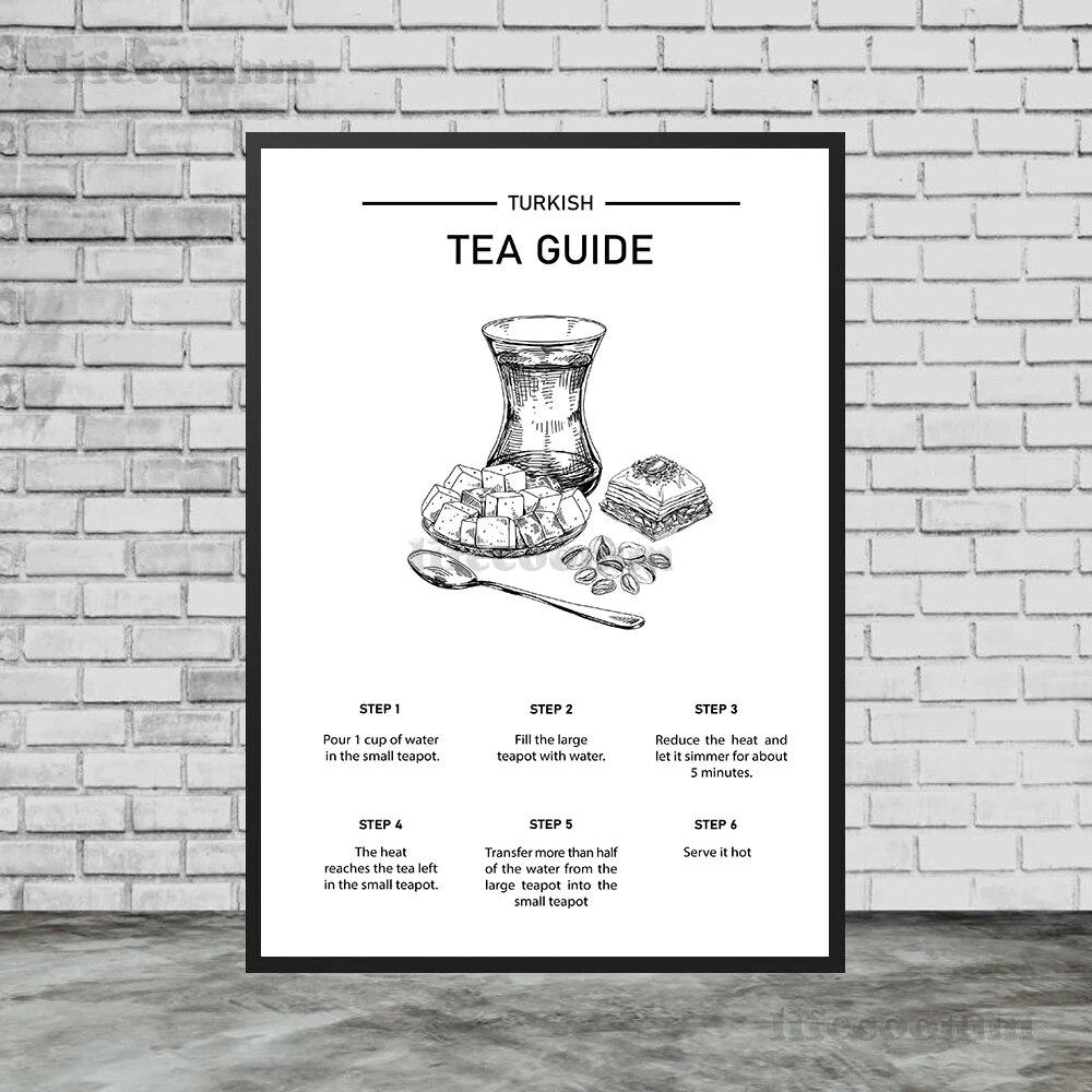 Турецкий кофе, художественный принт, плакат с яблоком, бананом, манго, фруктами и принтом, украшение, карандашный набросок фруктов для кухни, настенная живопись, без рамки