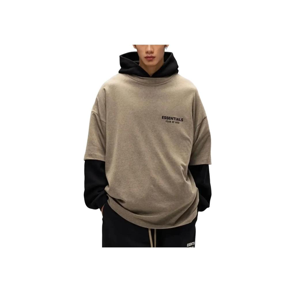 Fear of God Essentials Fw24 Праздничная Базовая Серия Футболка с Принтом Букв на Груди с Круглым Вырезом Свободная Короткая Мужская Глубокий Туманно-Серый 125HO244369F