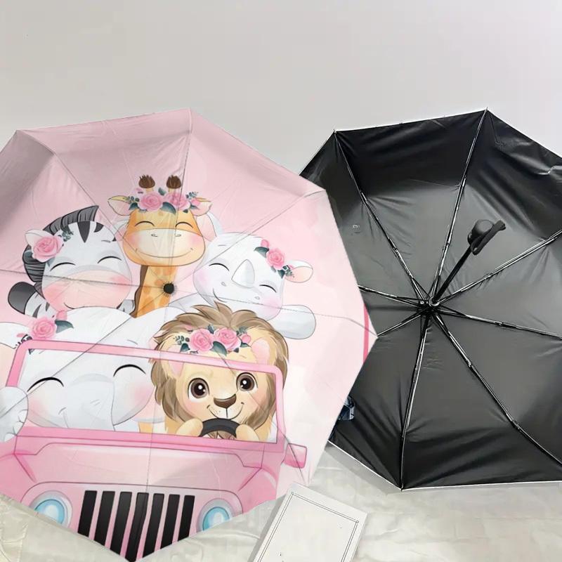1pc Adorable Animal Adventure Umbrella with Plastic Handle,Suitable for All Seasons Home Travel Outdoor UmbrellaDD360