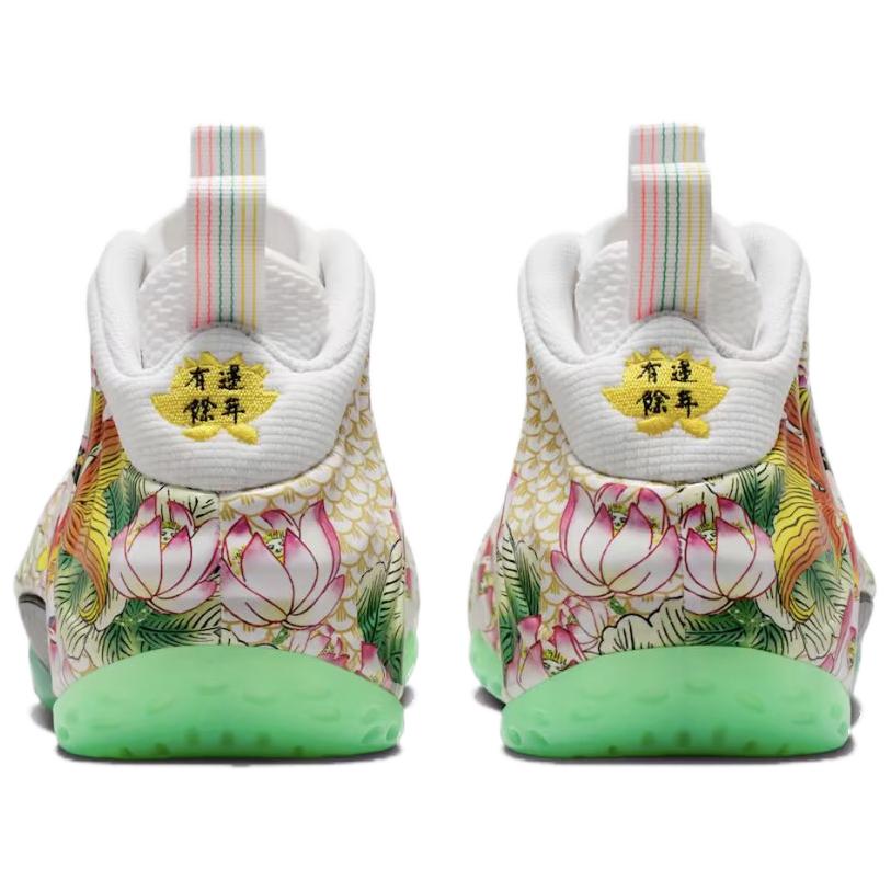 Nike Кроссовки мужские Air Foamposite One Pro Tianjin 2.0 Белые Светло-Ядовито-Зеленые-Черные-Лавово-Светящиеся-Тур-Желтые IR2078-100