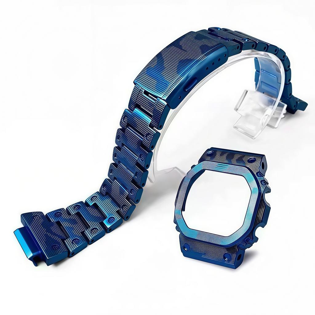 DW5600 Титановый сплав Камуфляж Корпус Мод Комплект для G-SHOCK Casio DW-5600 GWM5610 GMW-B5000 Полностью титановый металлический корпус Ремешок Обновление