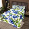 Cartoon Blueberry Bedspread Summer Tropical Fruit Quilted Coverlet Watercolor Botanical Leaves Flower Bedding Set for Teen Adult