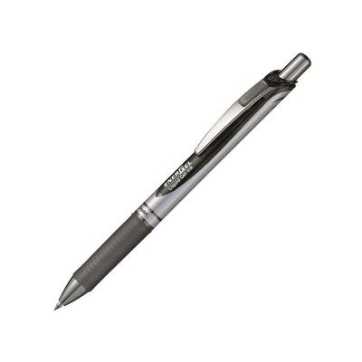 Шариковая ручка Pentel Гелевые чернила Energel Нажимной тип Серебристый корпус Черный 0,7 мм BL77-A