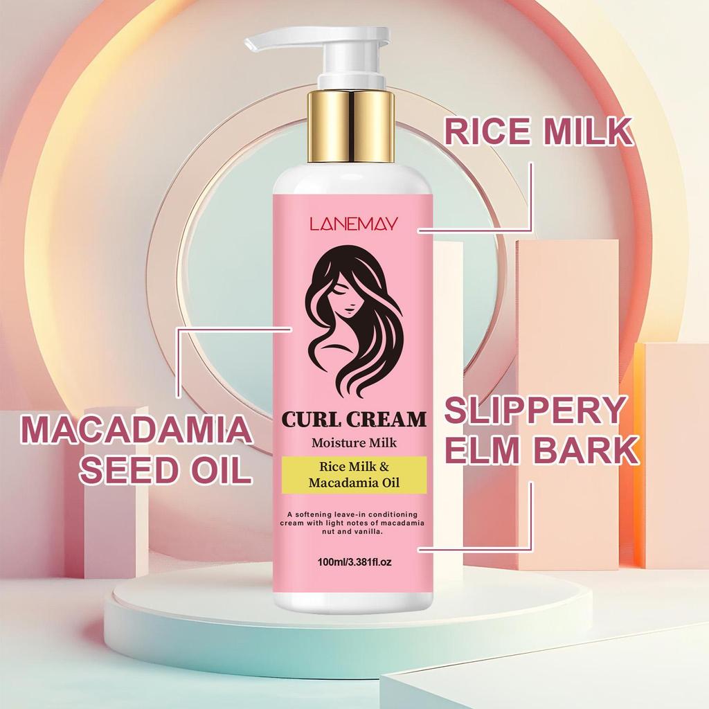 Curl Cream-Clean And Strengthen The Scalp-Smooths Styled Hair-Defines Natural Curl-Suitable For All Skin Types, 100ml