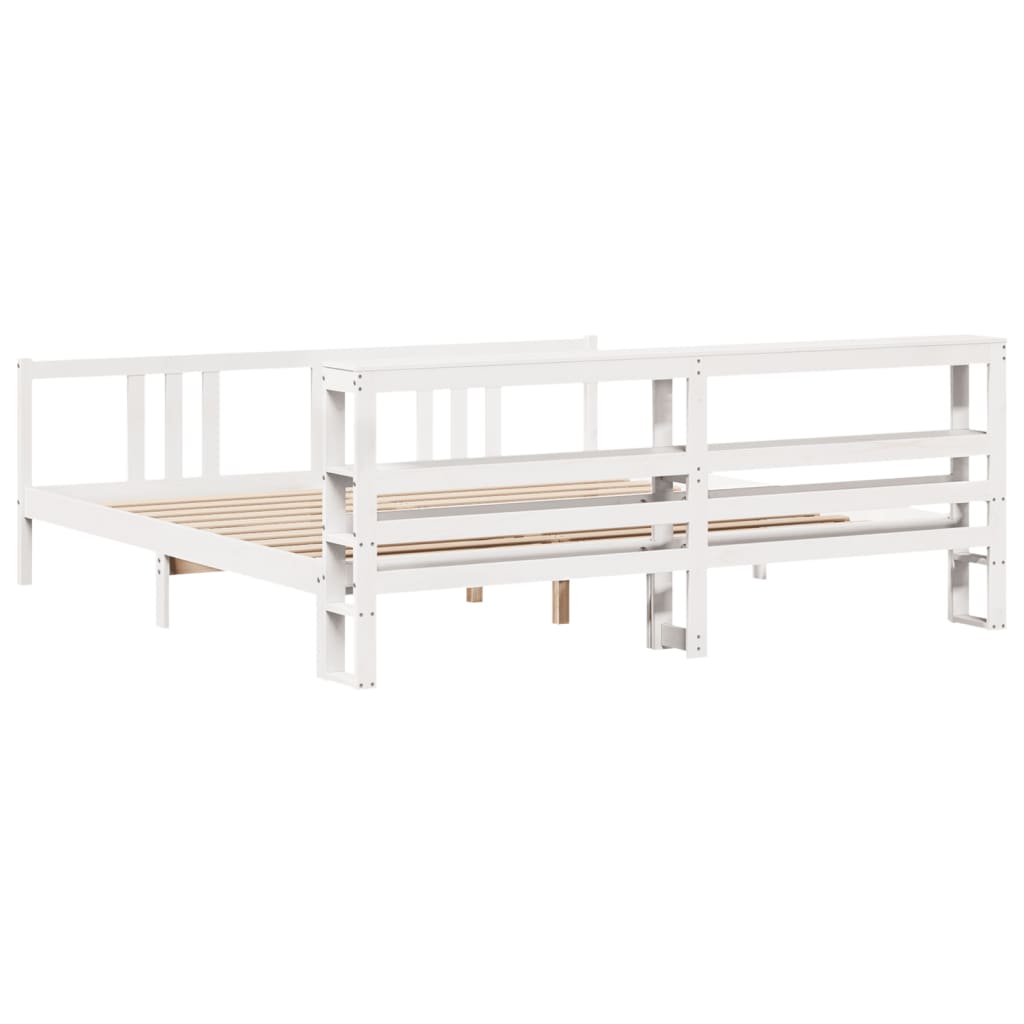 Bed Frame with Headboard Without Mattress White 200x200 cm