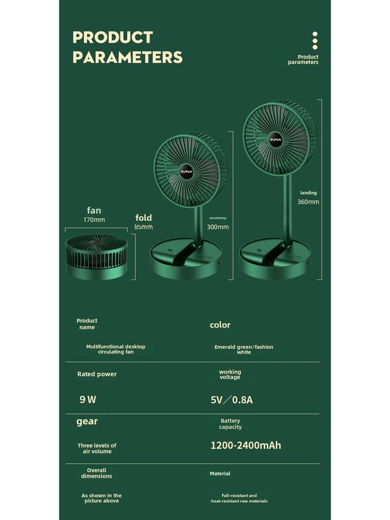 Rechargeable Portable Mini Desktop & Handheld USB Fan