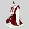 Cosplay Dress Lolita Maid Style Role Play Dress Hollow Out Shirring Contrast Color Tassel Bow Decor Pleated A-line Mini Dress New Year Party Costume