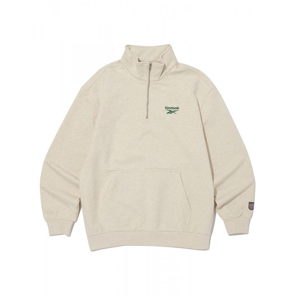 Reebok Свитшот Victory Half Zip Up бежевый