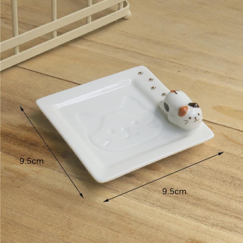 Japanese Ceramic Sauce Dish Tableware Creative Cute Cartoon Lucky Cat Pattern Water Drop Modeling Fruit Sushi Dish Ceramic Dish