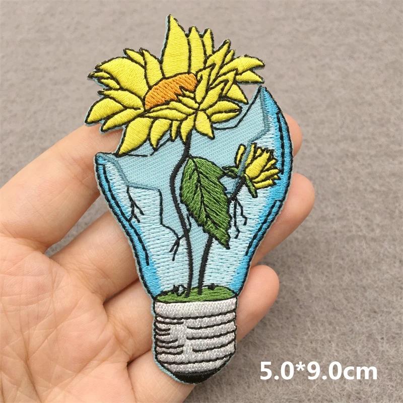 Love Nature Нашивки Вышитые Нашивки 'Волшебный Гриб' Для Одежды DIY Наклейки Пришивные Аппликации Цветы Полоски