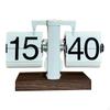 Table Flip Clock Automatic Page Turning Wood Base Digital Down Retro Decoration for