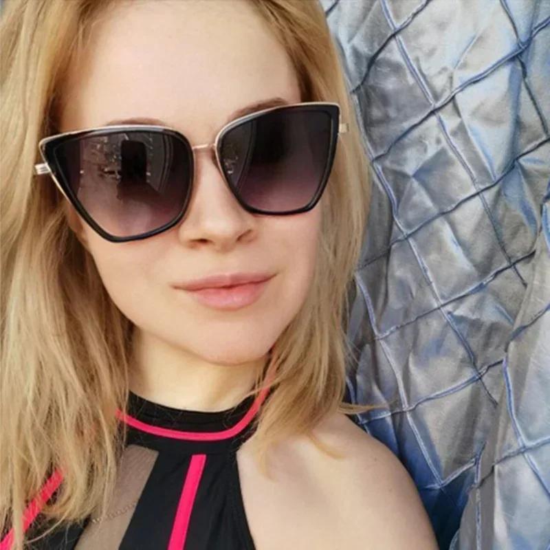 Новый дизайнерский бренд кошачий глаз женские винтажные металлические очки для женщин зеркальные ретро очки Lunette eil Femme UV400