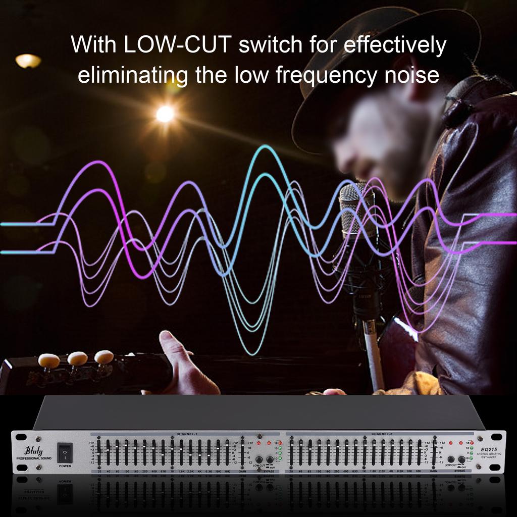 Btuty EQ 215 Двухканальный 15-полосный эквалайзер 1U для установки в стойку 2-канальный стерео графический эквалайзер