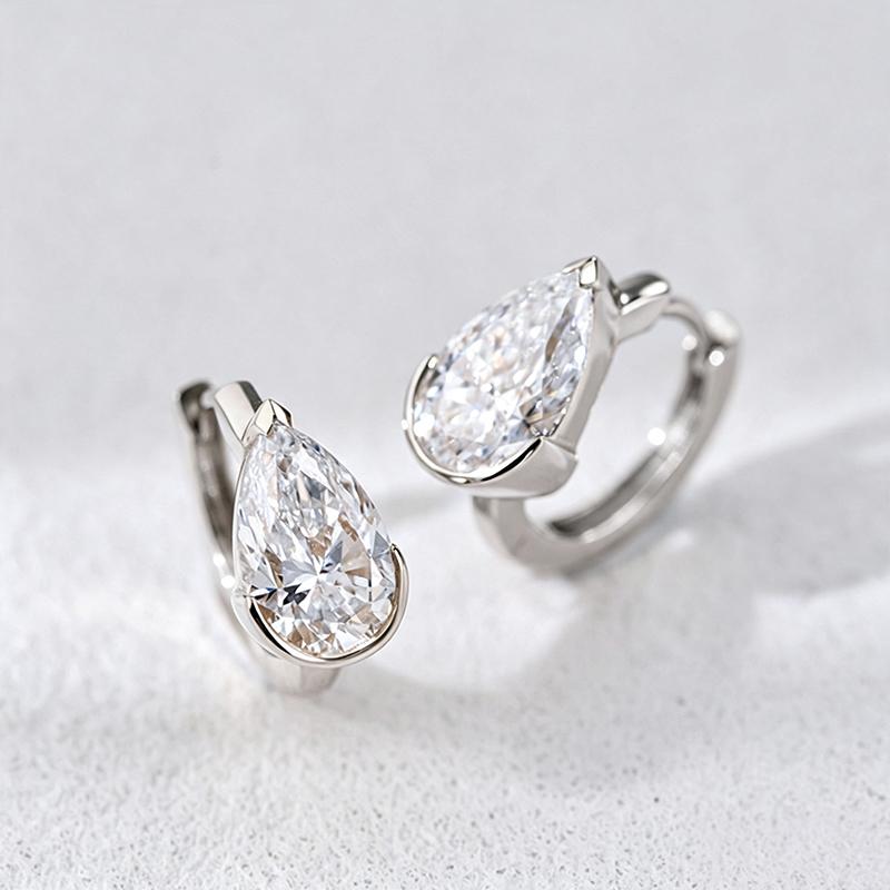 Xiaomi Huitan Solitaire Pear Cubic Zirconia Hoop Earrings for Women Gold Color/Silver Color Trendy Party Wedding Versatile Lady Jewelry