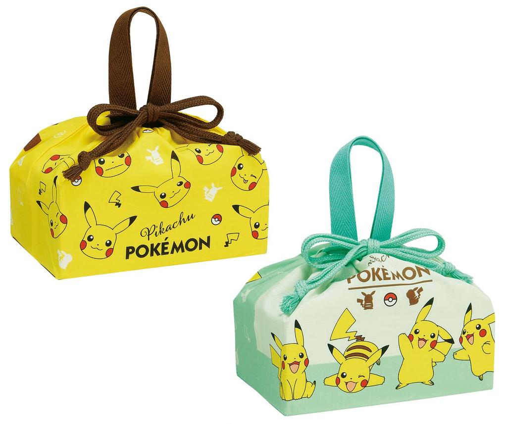 Skater Bento Lunch Drawstring Set of Pikachu Bags, 2, Pokémon Design, KB7W-A