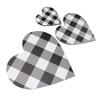 3Pcs Heart Shaped Wood Sign Plaid Wooden Wall Decor Rustic Hanging Plaque for Kitchen Bedroom Bathro