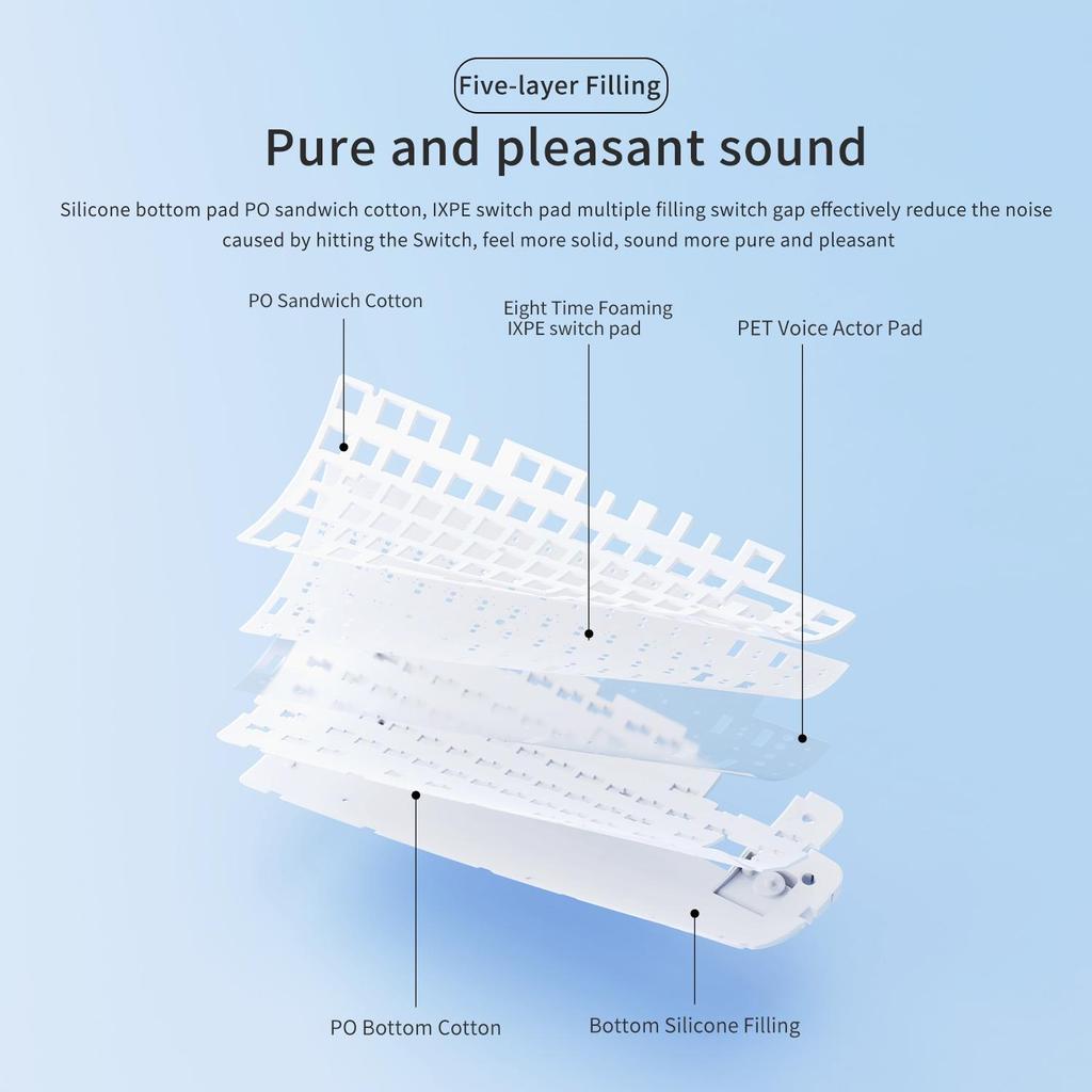 Ajazz AK820 MAX Боковая гравировка Беспроводная Bluetooth игровая механическая клавиатура Игровая Офисная Все клавиши Горячая замена