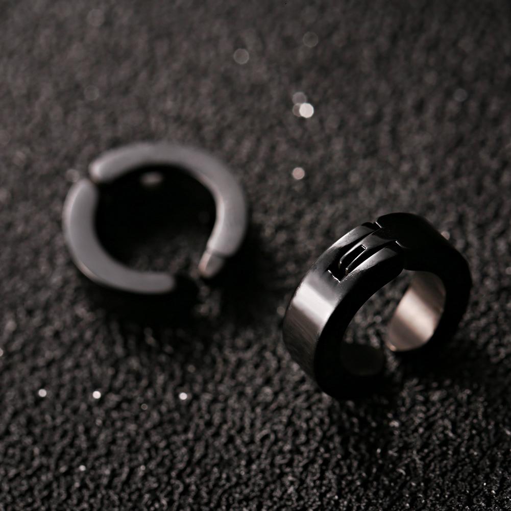1 пара стильных сережек-клипс из нержавеющей стали, серьги-каффы, ювелирные изделия в подарок (Черная гладкая поверхность)