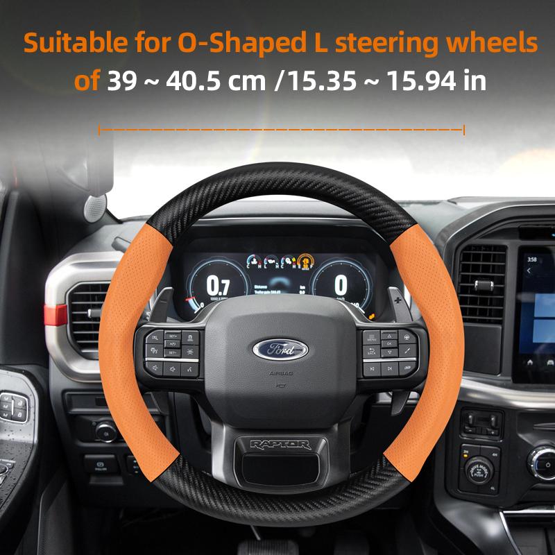 Fypaj3 Подходит для Ford Дышащие отверстия Кожа Матовая Текстура Углеродного волокна Чехол на рулевое колесо Подходит для Focus Mk2 Mk3 Fiesta Mk7 Transit Custom