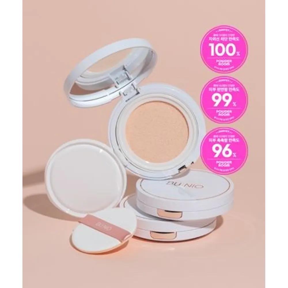 BU:NiO Bare Face Cushion Set (Calming Cool Tone-Up Sun Cushion Main Product 25g + Refill 25g x 2 + Calming Toner Mist 100ml)