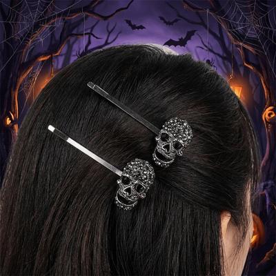 Hair Pins Bangs Clip Black Rhinestone Barrettes Elegant Halloween Hair Clips Girls