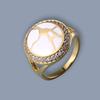 Chinese Style Noble Light and Luxurious Elegant Enamel Ring Jade Texture Zircon Womens Ring Plated 18K Gold Fine Hand Decoration