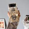 Fashionable Anti-Scratch Phone Case Cover with Metal Hand Chain for Samsung Galaxy Z Flip 5 6 4 3 2 - Bling Diamond Leopard Head