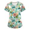 Женская униформа медсестры с цветочным 3D-принтом, топы с V-образным вырезом и карманом, медицинская униформа, футболка с коротким рукавом для медсестер, рабочая одежда