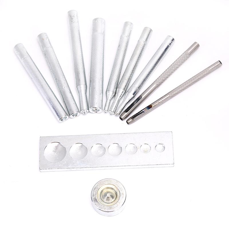 11 шт./набор инструментов для самостоятельного изготовления кожаных изделий, базовый комплект для установки заклепок и кнопок