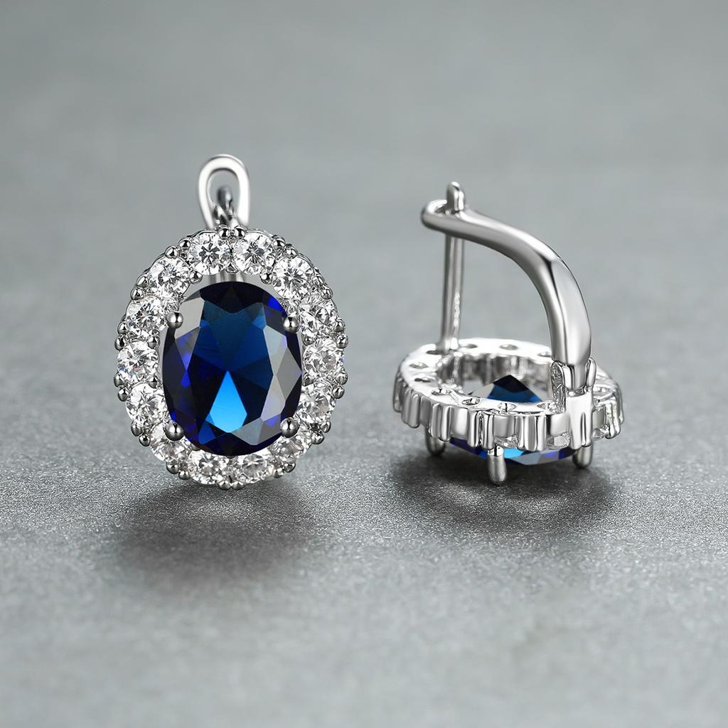 Luxury Purple Stone Gold Color Love Drop Earrings Bride Band Engagement Ear Clip Jewelry