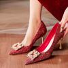 Spring New Thin Heel Shoes Women's Pointy Shallow Mouth Glitter Anti-slip Wear-resistant High Heels