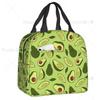 Cute Fruit Avocado Print Insulated Lunch Bag for Women Resuable Cooler Thermal Bento Box Kids School Children
