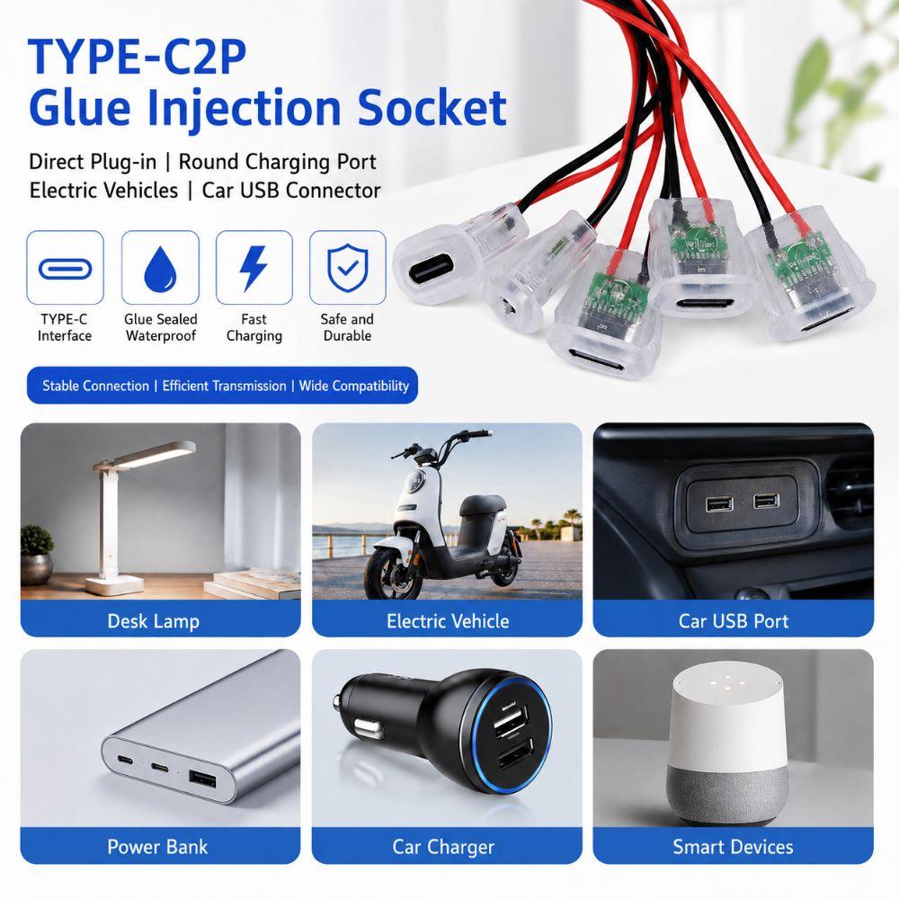 5 шт. Светодиодный индикатор USB-C разъем "мама" Плоский конец провода Зарядный разъем Разъем "мама" Электроника