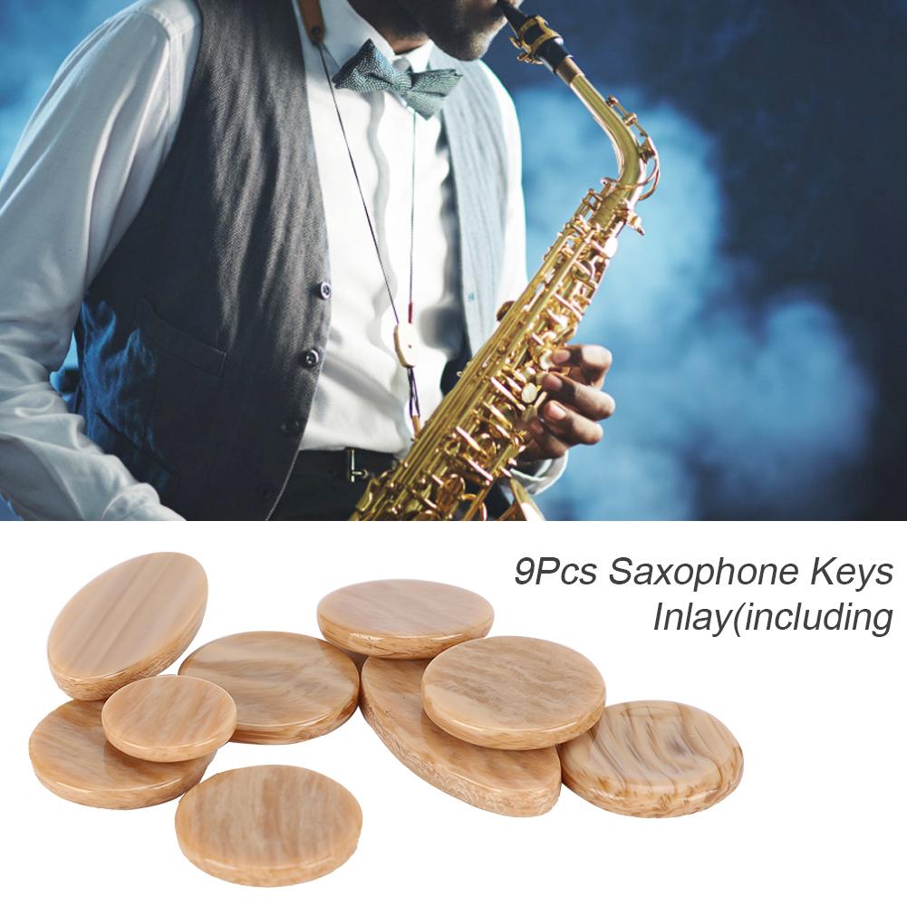 9Pcs Saxophone Keys Button Inlay Plastic Decoration Musical Instrument AccessoriesKhaki M02109