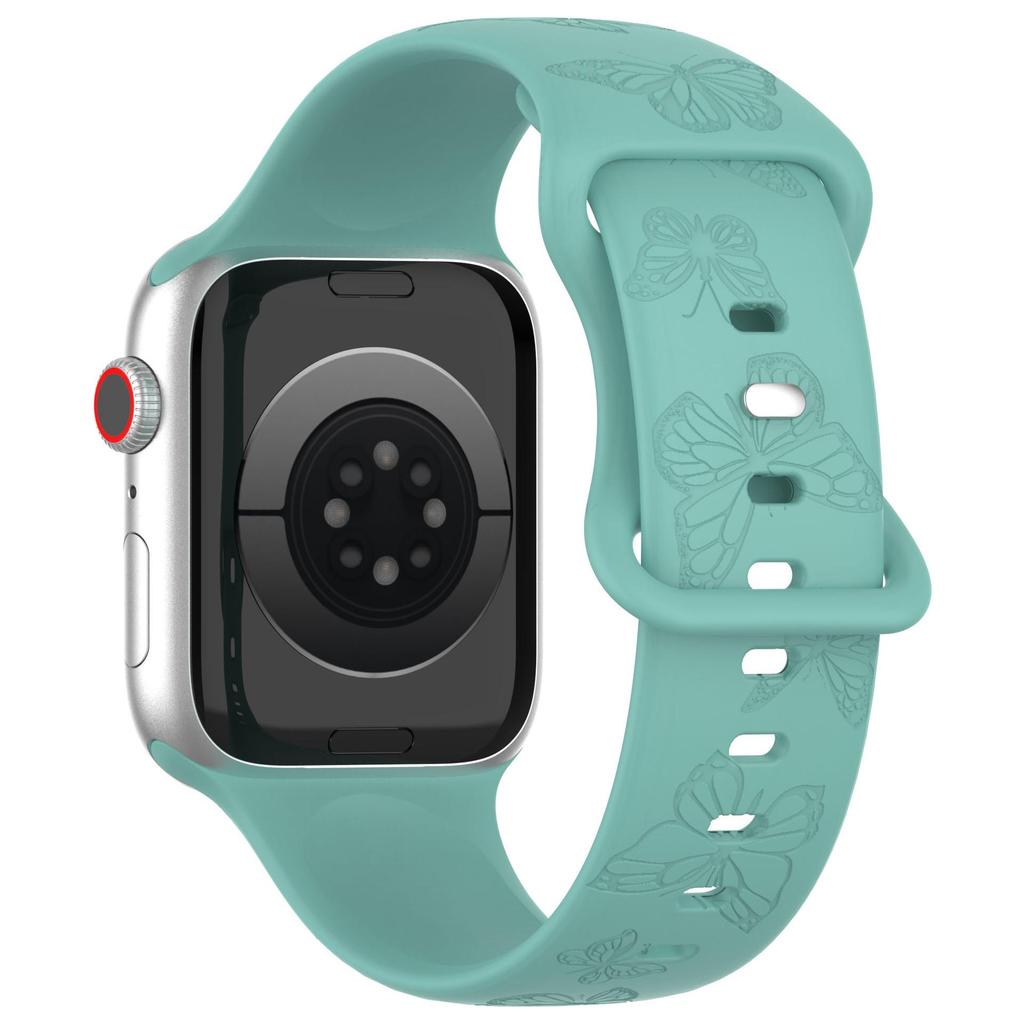 Совместимый ремешок для Apple Watch: Лазерная гравировка бабочки, 8-образная застежка, спортивный силиконовый дизайн для iWatch S8