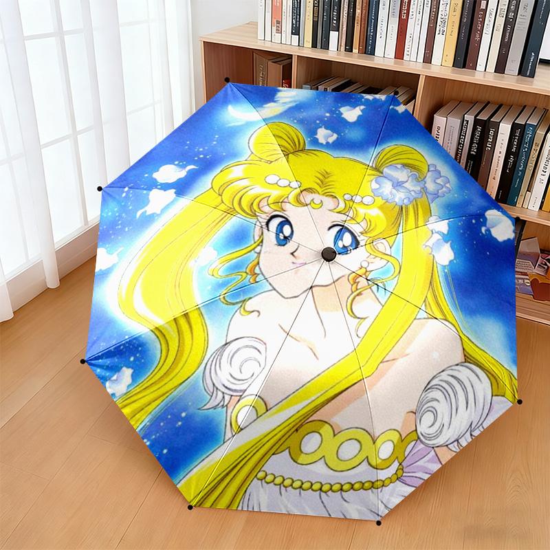 Japanese style Cute cartoon theme Sailor Moon Tsukino Usagi cartoon Umbrella Portable Home Essential Travel Outdoor Iron Multi functional Umbrella B11