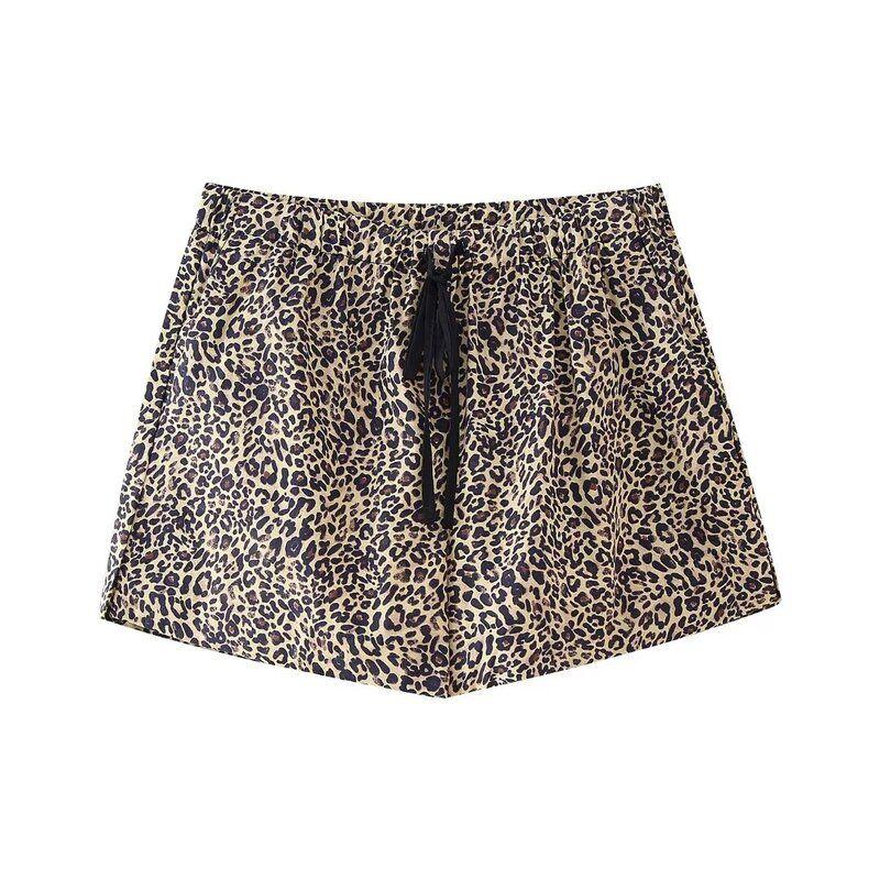 Fashion Style 2024 Summer New Women's Clothes Animal Pattern Print Poplin Shirt High Waist Shorts 4661042 051