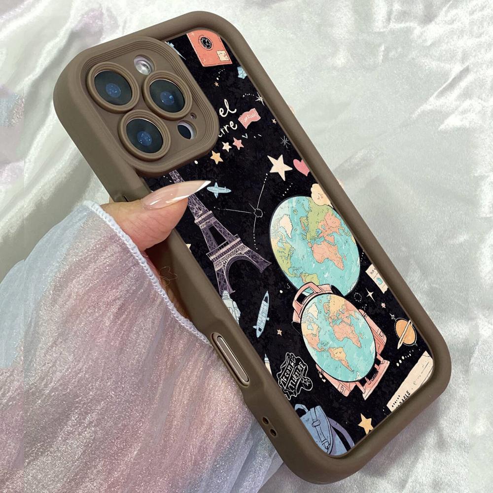 JT302 Милая коллекция стикеров для путешествий для iPhone 17 16 15 14 13 Pro Max Samsung S26 S25 Ultra A17 A16 A07 A56 Xiaomi 15T Redmi 15c Note 14 Мягкий чехол