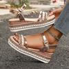 2025 Summer New Foreign Trade European and American Muffin Wedge Sandals Women's Platform Large Size Open-toed Sandals
